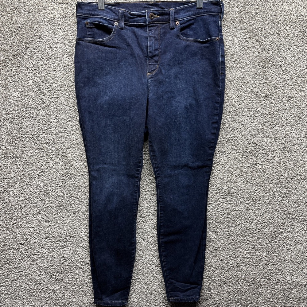 Duluth Trading‎ Co Womens 12R Dark Wash Stretch Skinny Jeans 84824 Pockets EUC